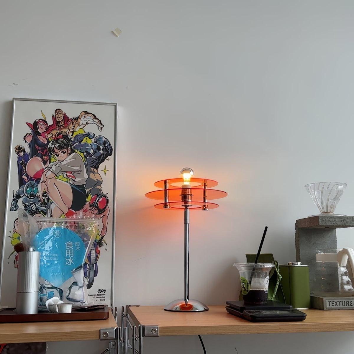 Sculptural Acrylic Accent Lamp with LED Compatibility – 9 in Geometric Nightstand Light for Bedroom Office Reading – Modern Stacked Design U
