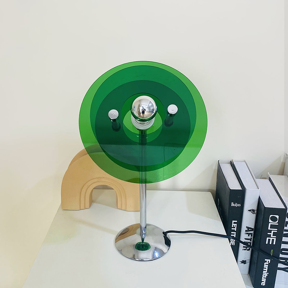 Sculptural Acrylic Accent Lamp with LED Compatibility – 9 in Geometric Nightstand Light for Bedroom Office Reading – Modern Stacked Design U