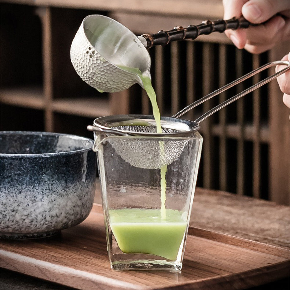 Ceramic Matcha Bowl Kit 12 fl oz with Bamboo Whisk Scoop Holder Sieve Japanese Tea Ceremony Tools Tea Preparation Set for Home Kitchen