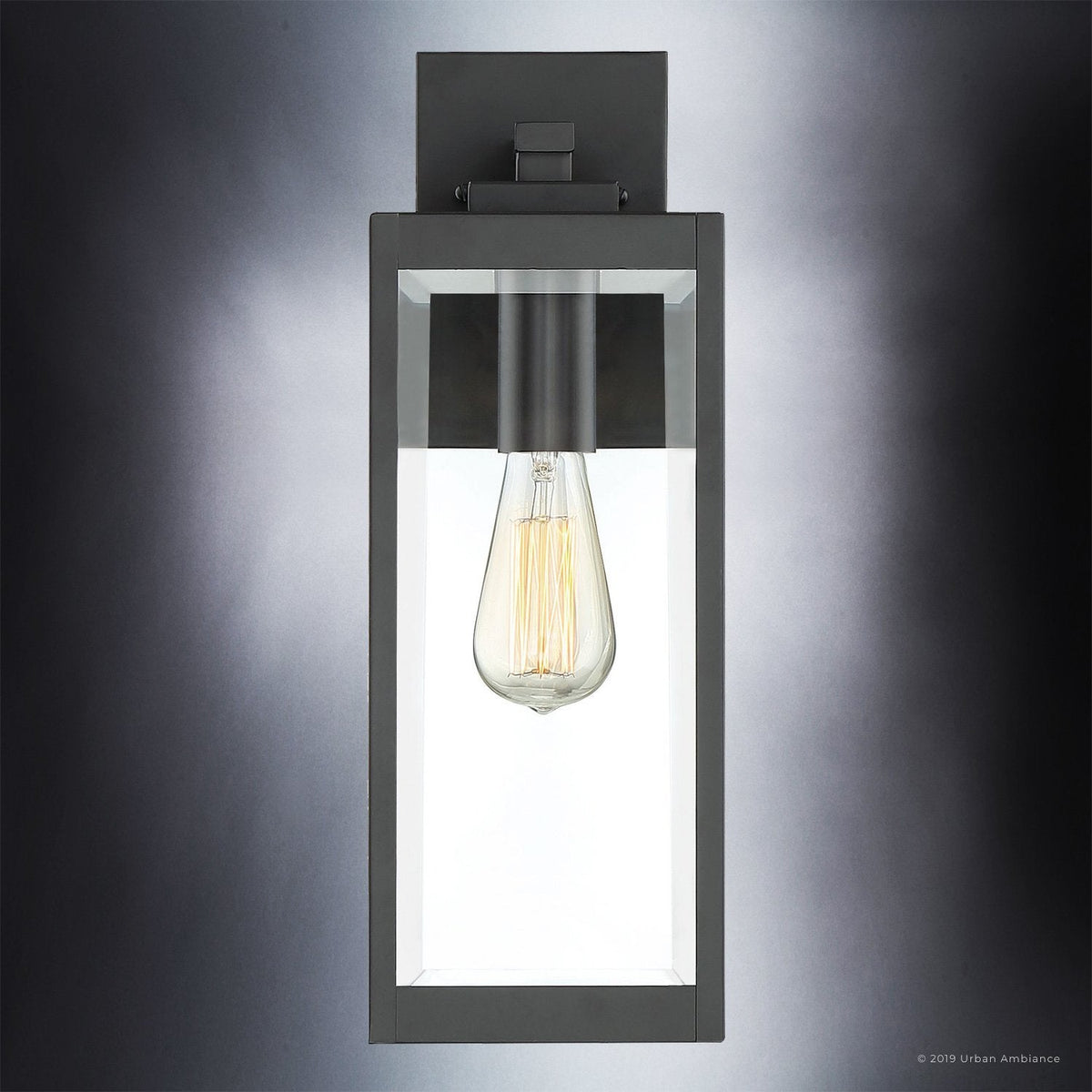 Outdoor Sconce Fixture Waterproof Steel Frame Clear Glass Panels 17 in Height Entryway Porch Patio Farmhouse Exterior Lighting Black Modern