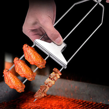 Brochettes de barbecue ultimes | Brochettes à kebab en acier inoxydable à trois dents | Parfaites pour le barbecue et la cuisine en plein air