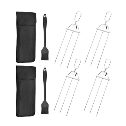 Brochettes de barbecue ultimes | Brochettes à kebab en acier inoxydable à trois dents | Parfaites pour le barbecue et la cuisine en plein air