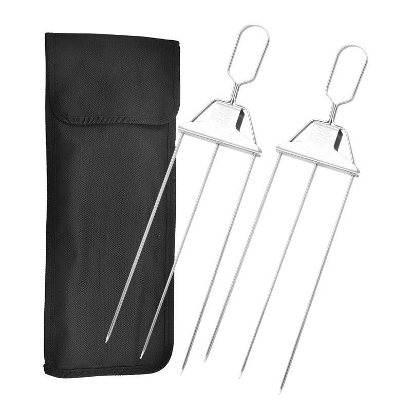 Brochettes de barbecue ultimes | Brochettes à kebab en acier inoxydable à trois dents | Parfaites pour le barbecue et la cuisine en plein air