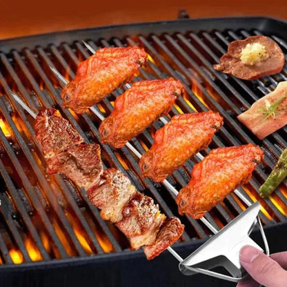 Brochettes de barbecue ultimes | Brochettes à kebab en acier inoxydable à trois dents | Parfaites pour le barbecue et la cuisine en plein air
