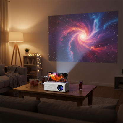 Mini-projecteur ultime | Projecteur LED 3000 lumens pour films et jeux | Conception compacte pour le divertissement nomade
