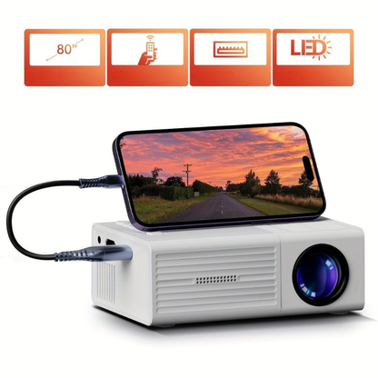Mini-projecteur ultime | Projecteur LED 3000 lumens pour films et jeux | Conception compacte pour le divertissement nomade
