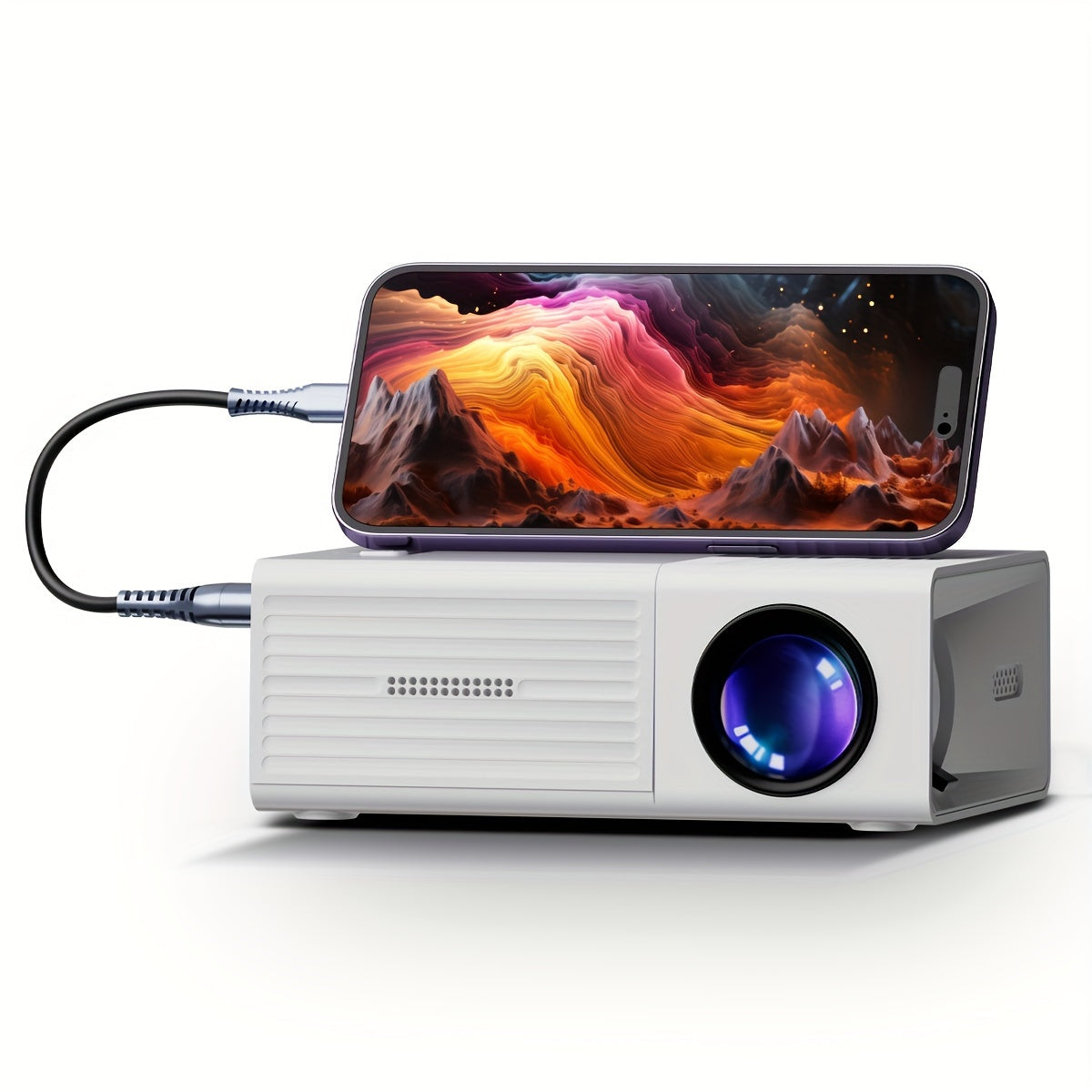 Portable LED Video Projector 3000 Lumens HDMI USB Streaming for Home Theater Outdoor Movies Indoor Cinema Laptop Smartphone Compatible