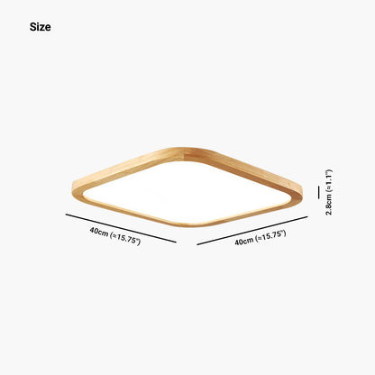 Rectangle LED Overhead Light 47×32 Inch Wood Frame Dimmable Remote 3-Color Temperature Dining Room Bedroom Hall Low Profile Fixture Modern S