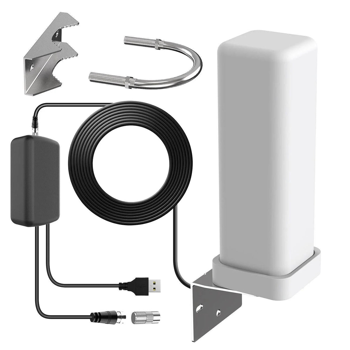 Série UltraClear | Antenne HDTV extérieure 360° avec portée de 740 km et amplificateur de signal intelligent | Installation facile pour un visionnage haute définition