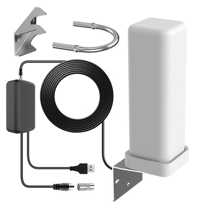 Série UltraClear | Antenne HDTV extérieure 360° avec portée de 740 km et amplificateur de signal intelligent | Installation facile pour un visionnage haute définition