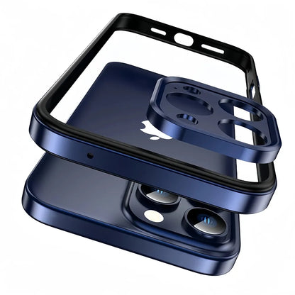 Minimalist Aluminum iPhone Bumper Case with Flat Edge Design & Camera Protector for iPhone 13-17 Pro Max Air Plus