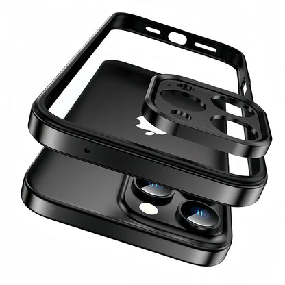 Minimalist Aluminum iPhone Bumper Case with Flat Edge Design & Camera Protector for iPhone 13-17 Pro Max Air Plus