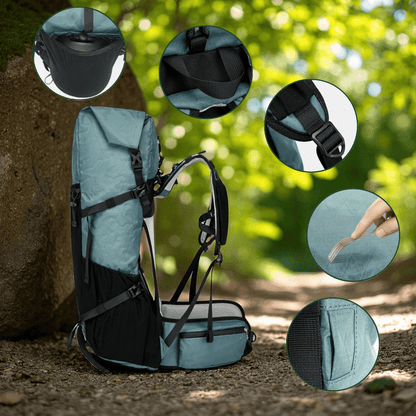 Sac à dos de voyage ultraléger de 50 L avec fermeture par enroulement | Résistant à l'eau et durable pour les aventures en randonnée