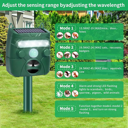 Ortekor Ultrasonic Deer Repeller | Motion-Activated Device with LED Strobe | Humane Protection for Your Garden