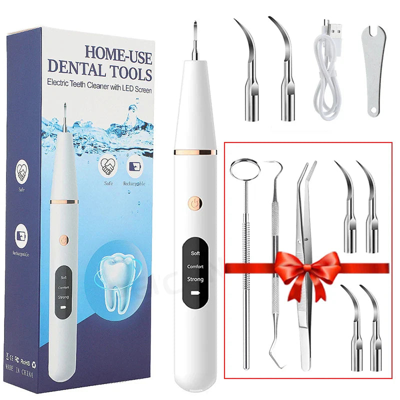 Nettoyeur dentaire à ultrasons, détartreur avec éliminateur de plaque, appareil rechargeable pour enlever les taches sur les dents à domicile