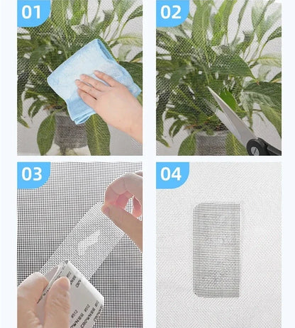 Screen Patch Tape Adhesive for Window & Door Mesh Tears Holes Rips 2-Pack Weatherproof Bug Barrier Indoor Outdoor