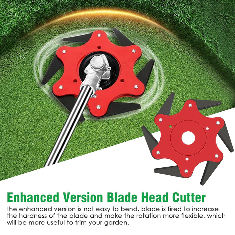 6-Blade Steel Trimmer Head for Gas String Trimmers – Universal Fit Weed Eater Attachment for Heavy-Duty Lawn Care
