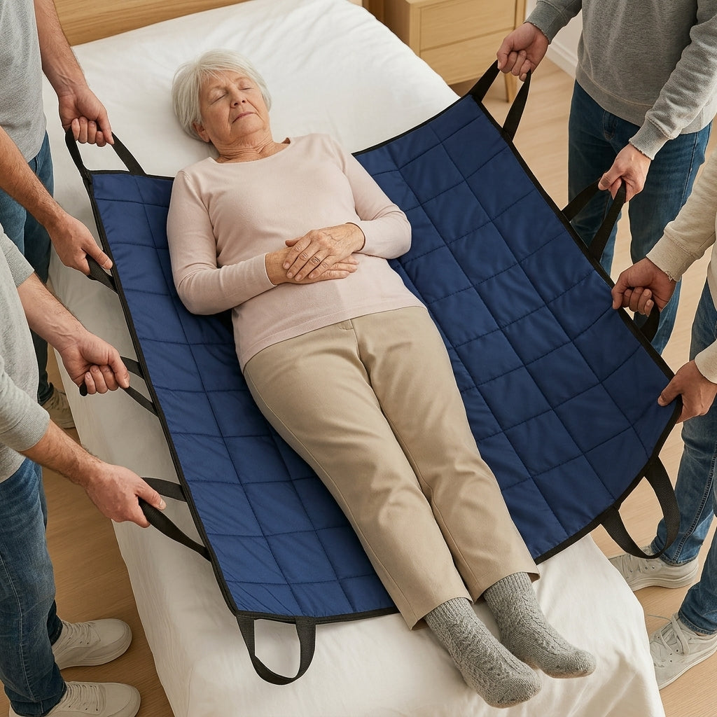 Cushioned Mobility Aid for Bedroom Repositioning & Caregiver Assistance with Secure Grip Handles | Senior Transfer Helper for In-Bed Movemen