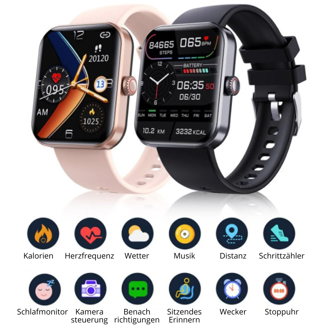 Non-Invasive Blood Sugar Monitor Watch with Heart Rate & Blood Pressure Tracking for Diabetics