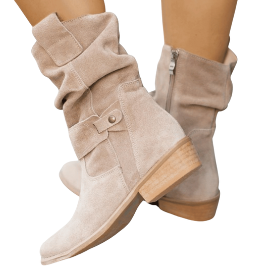 Bottines femme à petit talon effet daim avec semelle intérieure rembourrée et semelle antidérapante, bottines d'automne pour le quotidien et le confort de marche