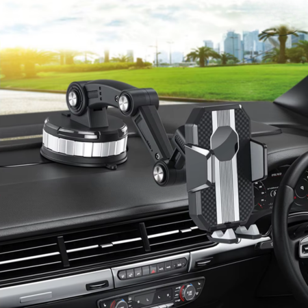 Car Phone Mount with Strong Suction Cup, 360° Rotating, One-Hand Use