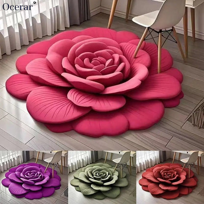 Rose Petal Bath Mat – Soft Microfiber Non-Slip Rug for Bathroom Decor, Machine Washable Floral Design for Shower, Bedroom, Entryway