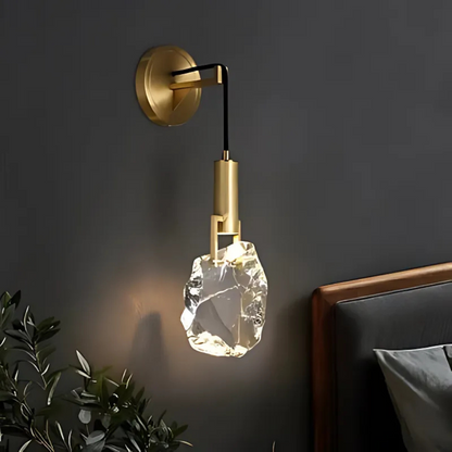 Crystal Drop Ceiling Fixture 11 Inch Copper Accent GU10 LED Compatible Adjustable Cord for Kitchen Island Dining Table Hallway Breakfast Noo