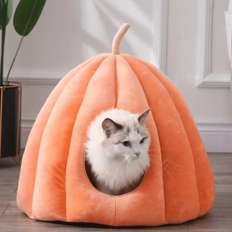 Niche grotte fermée pour chat – Cachette intérieure en peluche douce | Refuge d'hiver douillet pour animaux avec housse lavable pour chats de petite à moyenne taille | Chaud