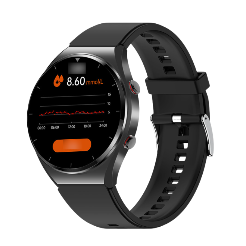 Montre connectée santé avec moniteur de glycémie, ECG, suivi de la fréquence cardiaque et capteur de tension artérielle pour le fitness, le bien-être et l'usage quotidien, pour hommes et femmes