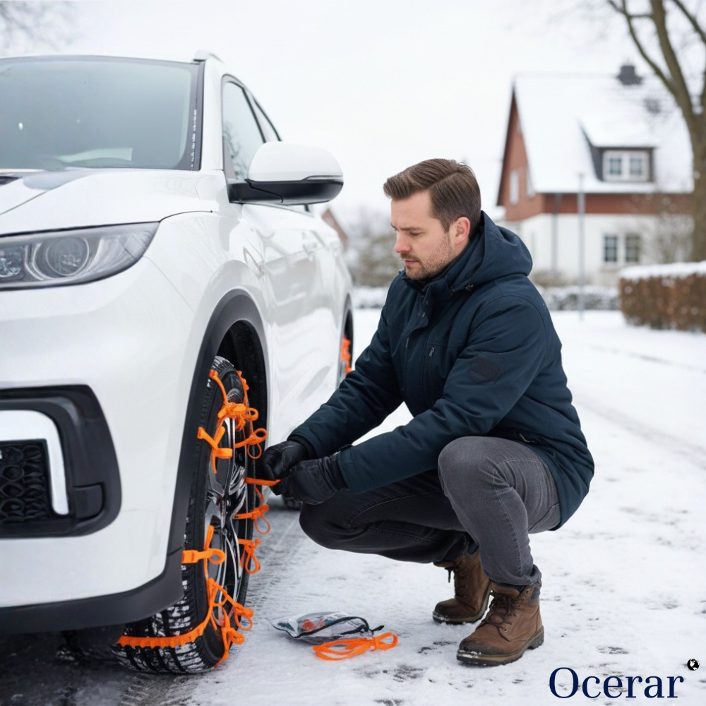 Tire Traction Straps for Snow and Ice - Emergency Anti-Slip Wheel Grips for Cars, SUVs, Trucks - Reusable Winter Driving Aid Kit