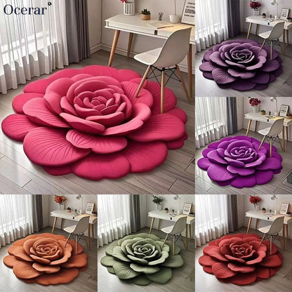 Rose Petal Bath Mat – Soft Microfiber Non-Slip Rug for Bathroom Decor, Machine Washable Floral Design for Shower, Bedroom, Entryway