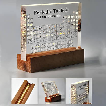 Illuminated Chemistry Display with 83 Authentic Element Specimens | Educational Desk Decor Acrylic Periodic Table Light for Science Lovers