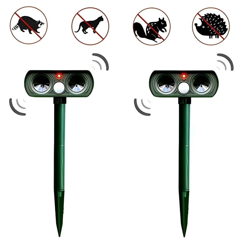 Outdoor Motion-Activated Solar Animal Repeller 26–33ft Range Weatherproof Ultrasonic Deterrent for Yard Garden Patio