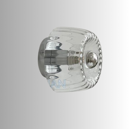 E14 Glass Sconce for Bedrooms, Hallways & Living Rooms – 6.3 in Minimalist Indoor Accent Fixture with Metal Frame & Rotary Switch for Modern