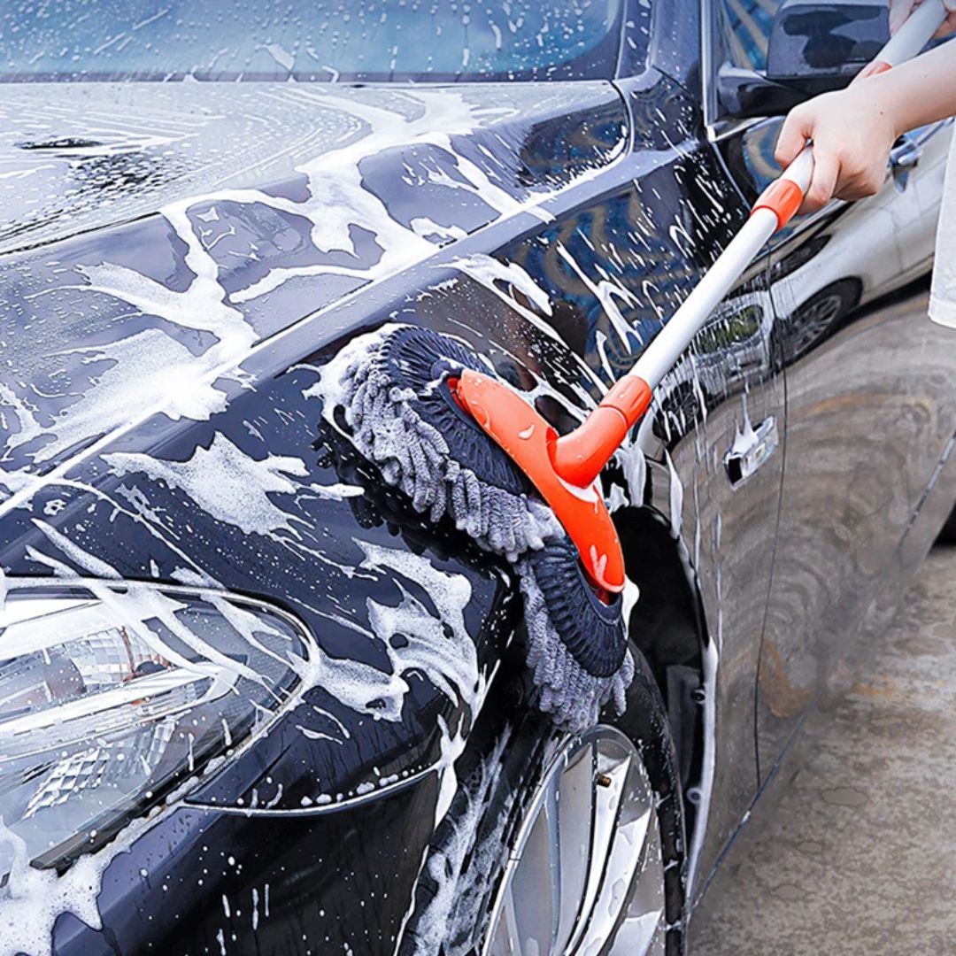 Extendable Car Wash Brush with Telescopic Handle & 360° Rotating Head for Vehicles, RVs, Windows & More