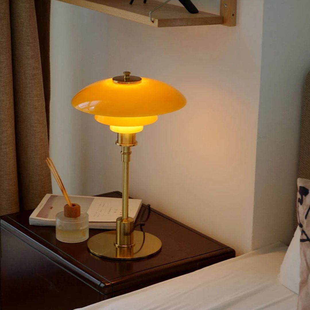 Glass Globe LED Table Lamp with Metallic Base – Modern Scandinavian Accent Lighting for Bedroom, Living Room, Office & Study