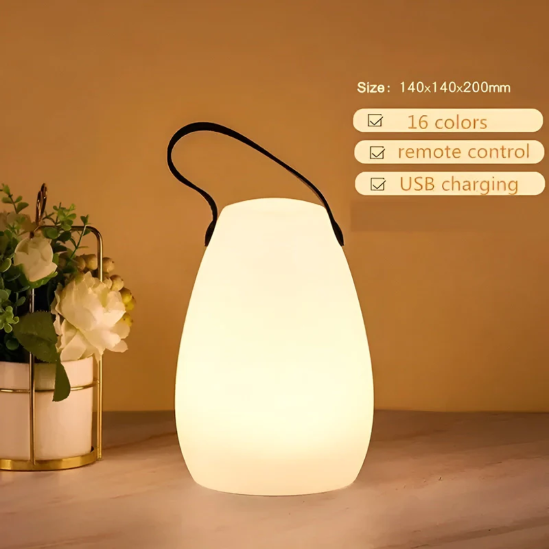 Rechargeable Cordless LED Table Lamp Waterproof Portable Indoor Outdoor Lighting 16 Color Settings Remote Control for Patio Camping Bedside