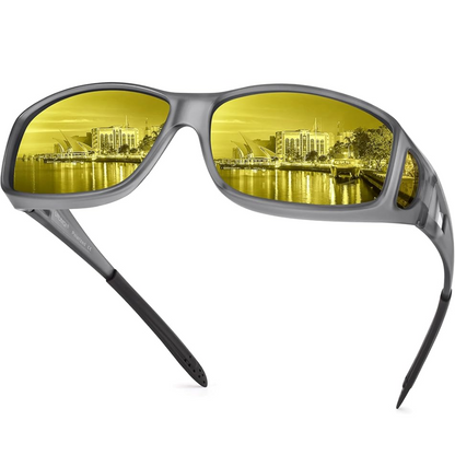 Yellow-Tinted Driving Eyewear for Reduced Headlight Glare at Night & Dusk | Polarized Lenses for Improved Road Visibility | Featherweight