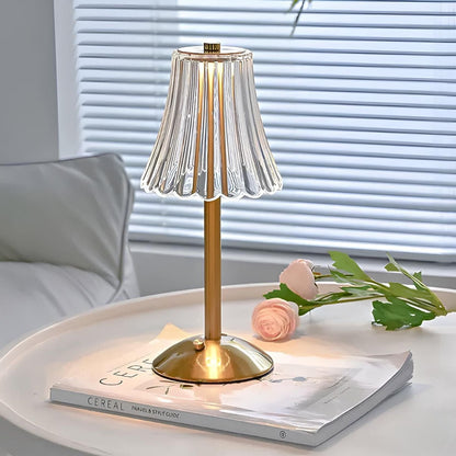Cordless Crystal Table Lamp with Touch Dimming Control – Rechargeable LED Bedside Light with Gold Aluminum Base for Bedroom, Living Room &