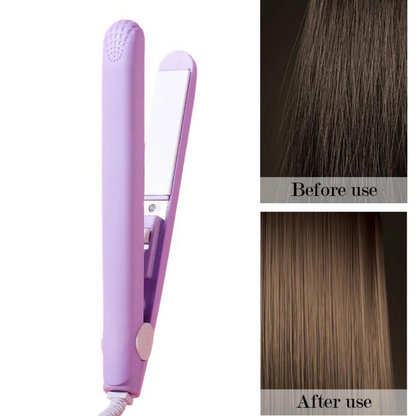 Compact Ceramic Hair Straightener & Curling Iron with 3D Floating Plates for Travel & Bangs