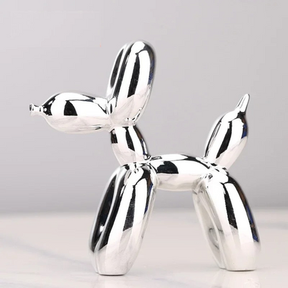 Glossy Resin Pup Figurine 9.8 Inches Indoor Shelf Ornament Contemporary Home Accent Tabletop Gallery-Inspired Desk Accessory for Modern Home