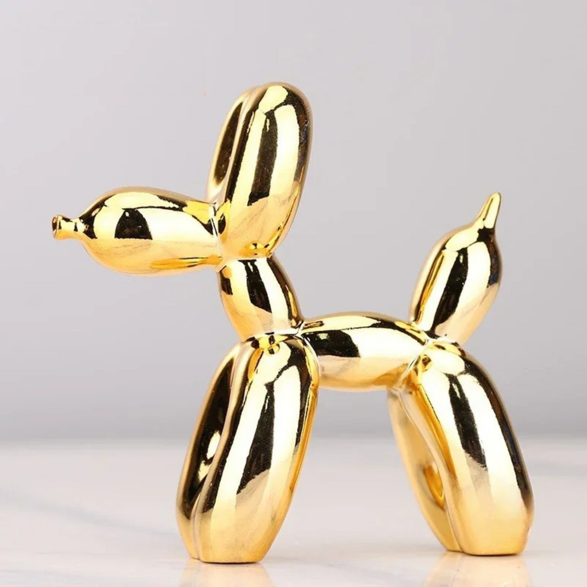 Glossy Resin Pup Figurine 9.8 Inches Indoor Shelf Ornament Contemporary Home Accent Tabletop Gallery-Inspired Desk Accessory for Modern Home