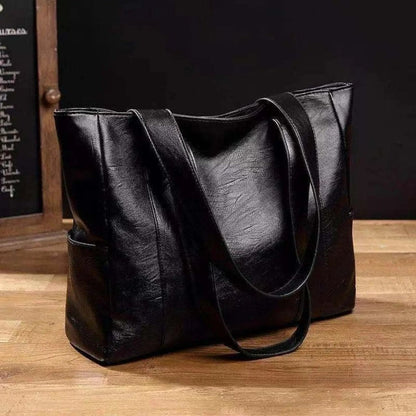 Classic PU Leather Handbag with Zip Closure & Multiple Pockets for Women – Daily Carryall with Comfortable Straps
