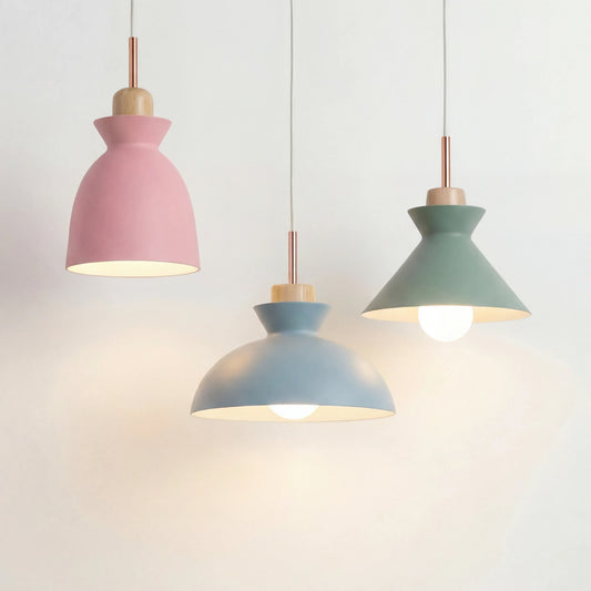 Suspension luminaire en bois 11 pouces douille E27 lampe de plafond moderne nordique pour chambre salon salle à manger îlot de cuisine entrée couloir