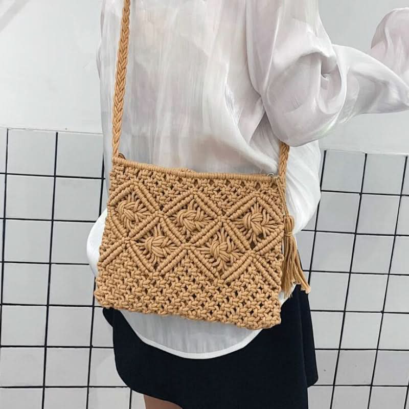 Ortekor Vardi Dante | Sac à bandoulière tissé pour femme avec fermeture éclair | Style bohème chic pour un usage quotidien