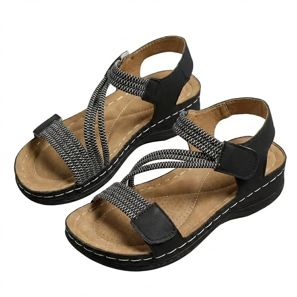 Women's Cushioned Wedge Sandals – Open-Toe Slip-On with Shock-Absorbing Sole for All-Day Comfort & Pain Relief – Casual Summer Footwear