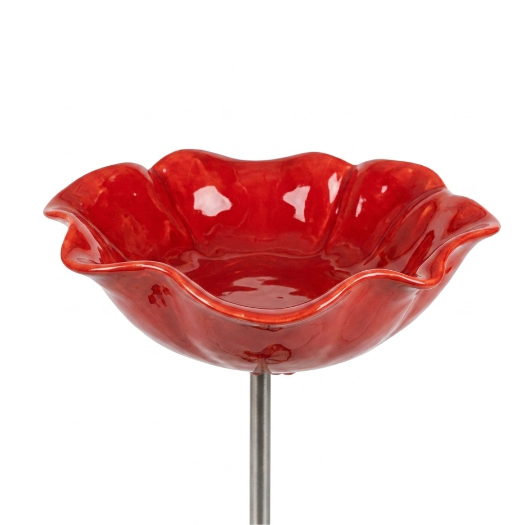 Flower-Shaped Bird Bath & Bee Watering Station Garden Stake for Backyard Wildlife, Pollinators, Hummingbirds
