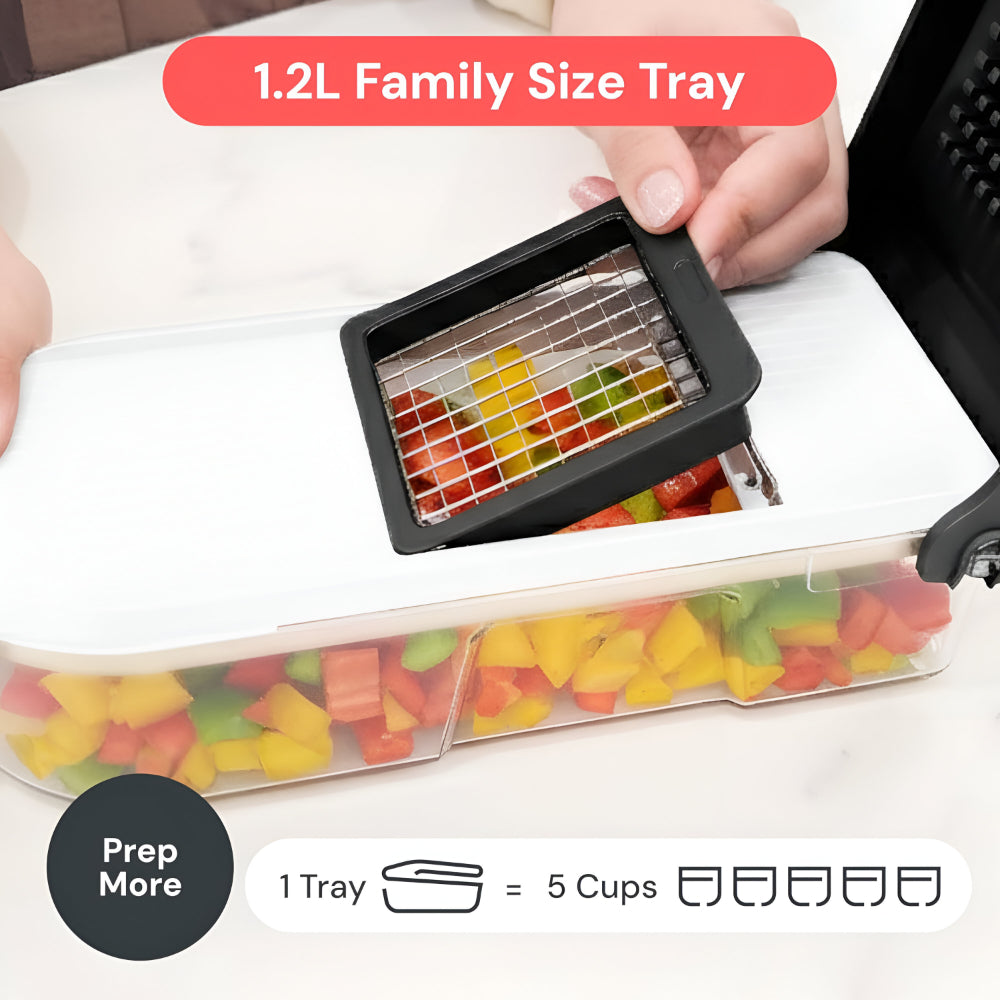 Kitchen Essential | Manual Vegetable Chopper with 7 Interchangeable Blades | Safe and Efficient Food Prep Tool