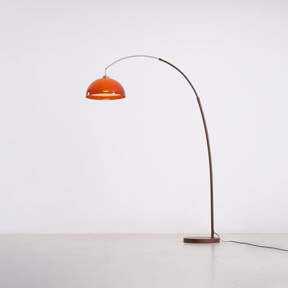Arc Floor Lamp 65 Inch Adjustable Height Metal Amber Dome Shade Reading Light Over Couch Corner Seating Mid-Century Modern E26 Base Foot Swi