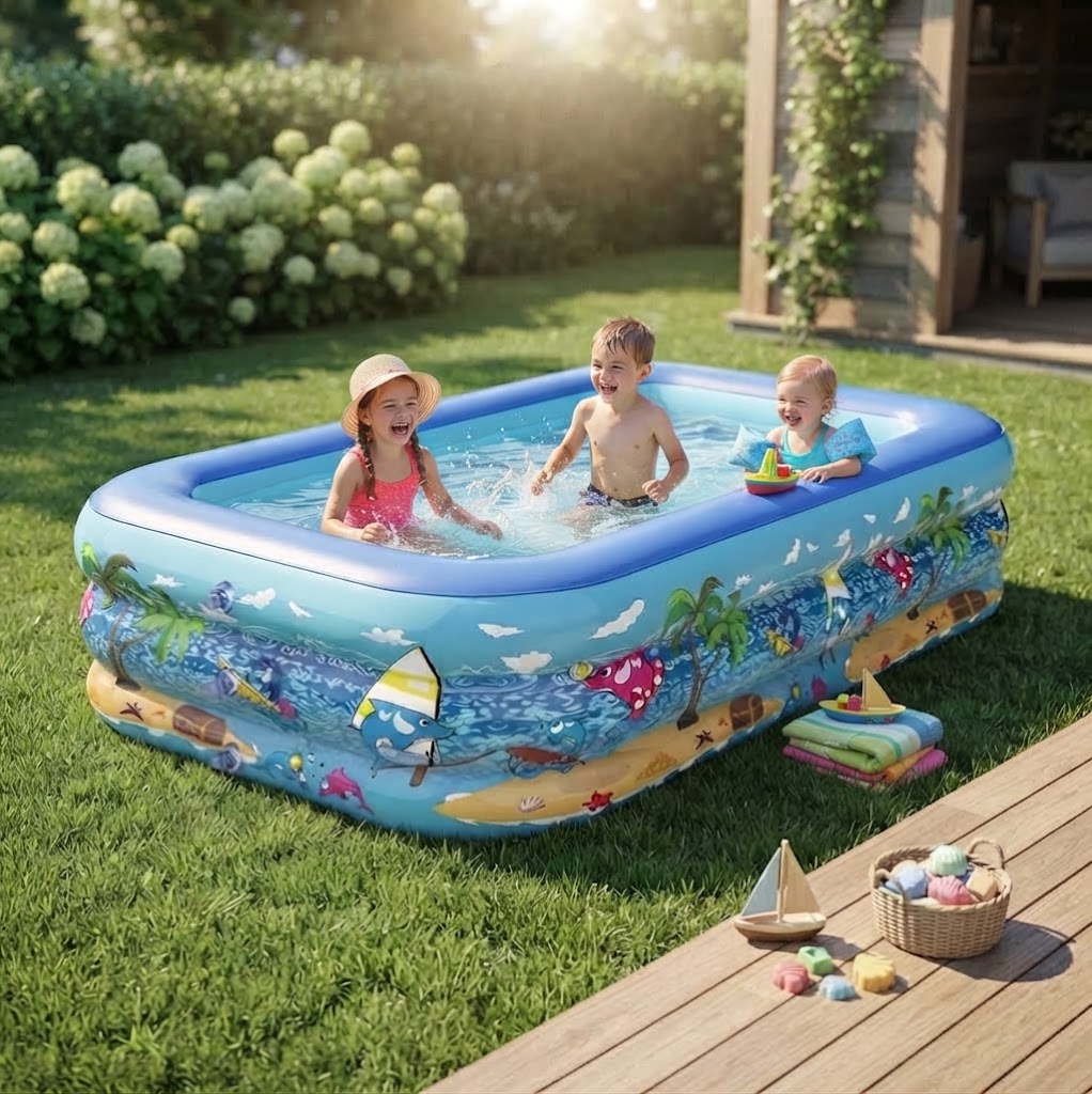 Ortekor Inflatable Pool | Children's Paddling Pool with Cartoon Design | Durable PVC for Endless Summer Fun